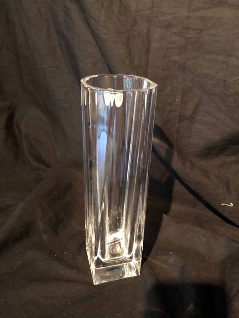 Cristal d/'Arques France faceted lead crystal flower vase Beautiful clear heavy glass vase Hollywood Regency style
