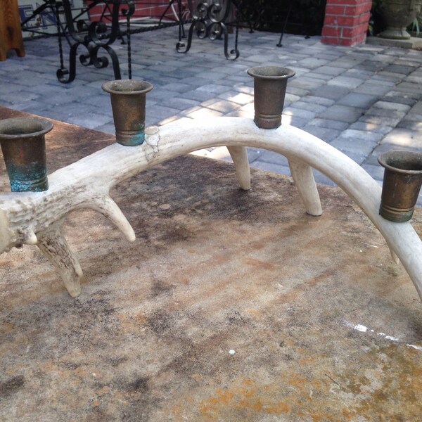 Rustic deer antler candle holder centerpiece candelabra brass decor table decoration