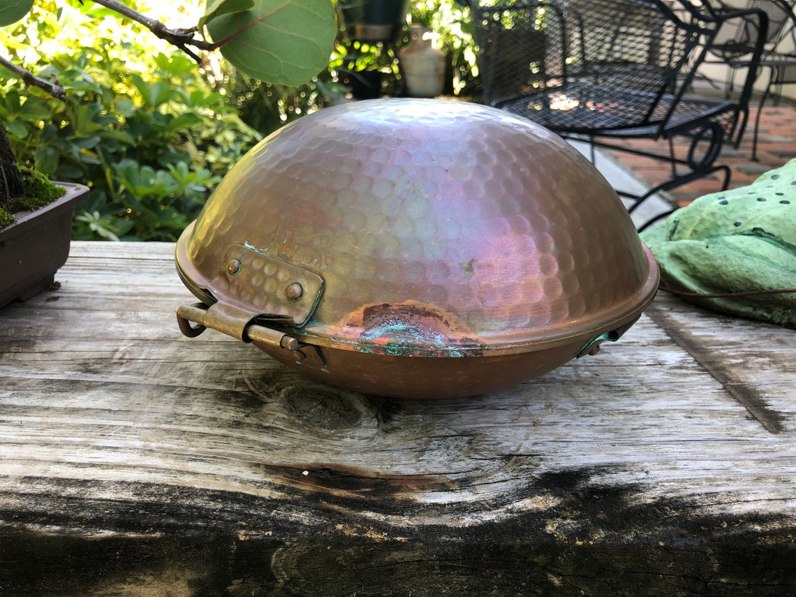 Vintage Hammered Copper Dish 9 Diameter X 5H Covered Domed Etsy