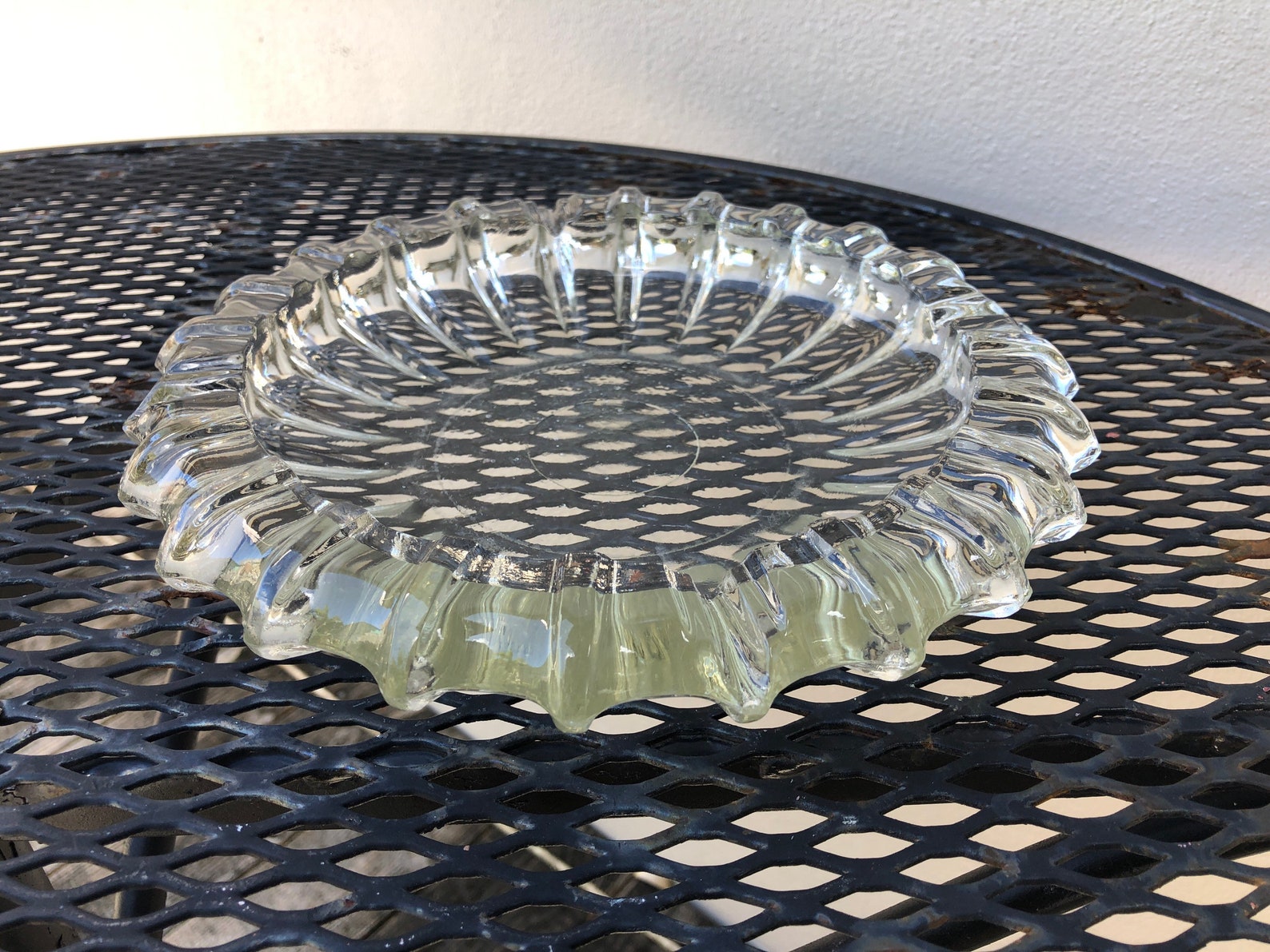 Vintage heavy thick clear glass ashtray paperweight bowl mid Etsy