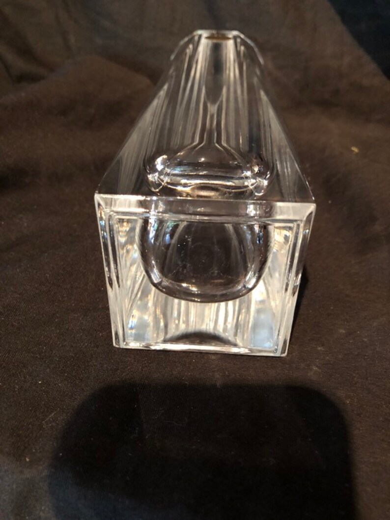 Cristal d/'Arques France faceted lead crystal flower vase Beautiful clear heavy glass vase Hollywood Regency style