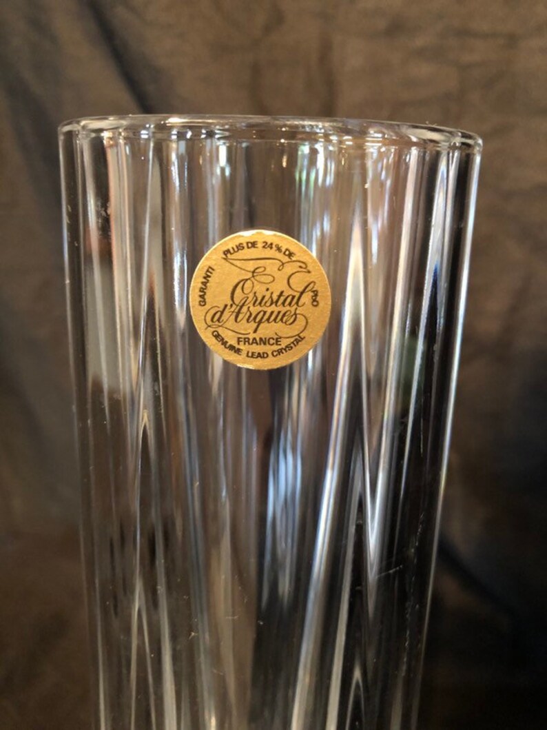 Cristal d/'Arques France faceted lead crystal flower vase Beautiful clear heavy glass vase Hollywood Regency style