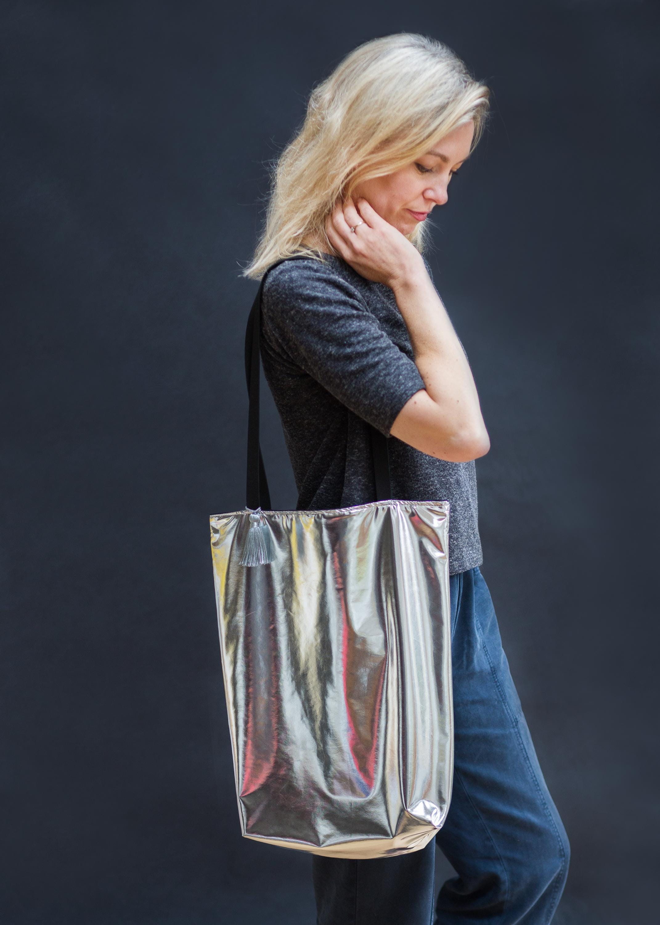 Shopping Queen Tasche Silber XL Shopper Shopping Queen Jute Bag