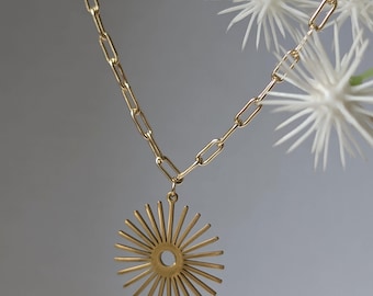 Fashion Ensemble De Bijoux En Or En Forme De Tournesol Avec Boucles D' Oreilles Et Collier, Boucles D'oreilles Et Bijoux D'oreilles Exagérés Pour Femmes - Prix Pas Cher | CI