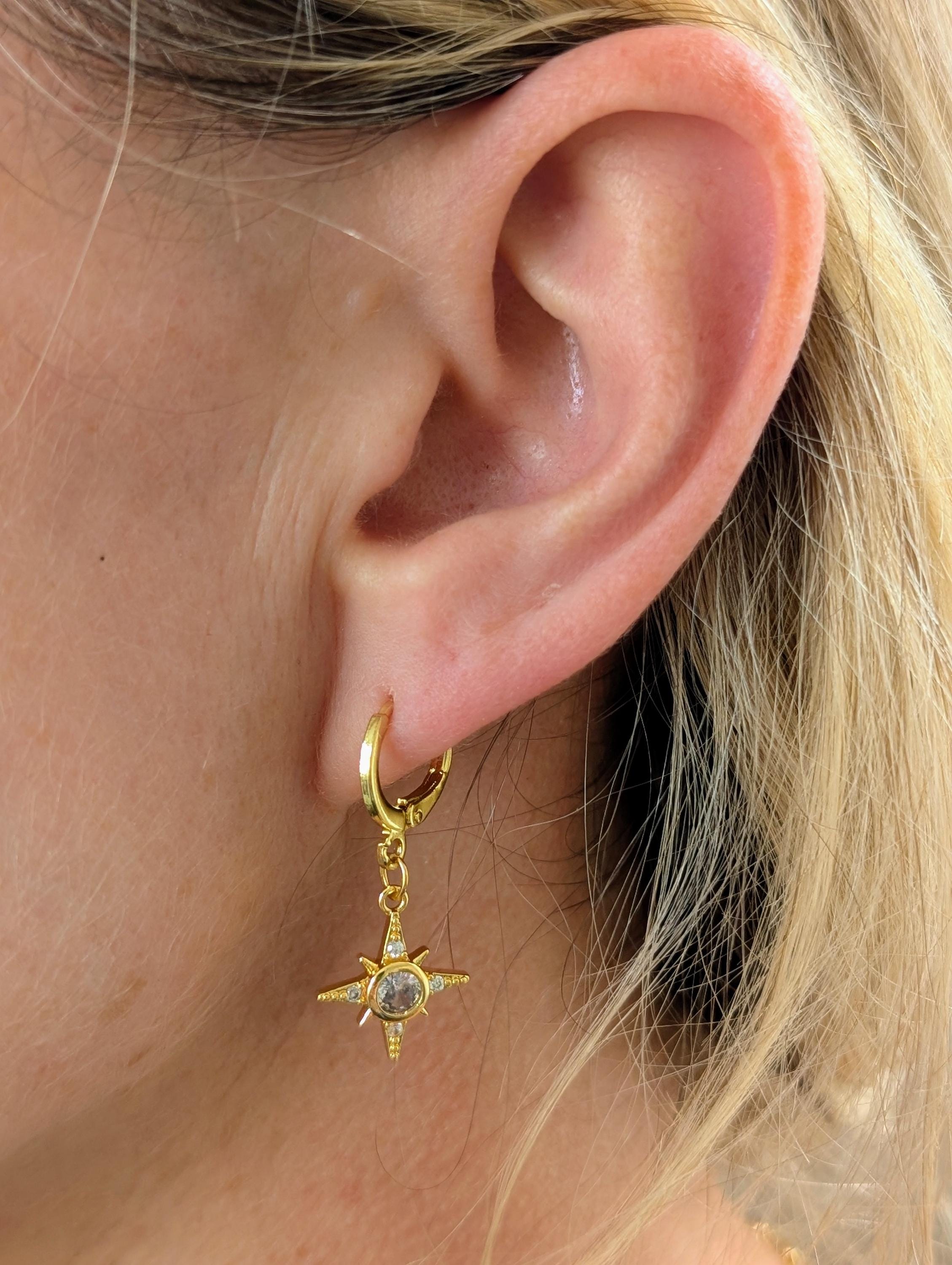 Orecchini A Stella NECOCY – Placcati Oro 14K, A Clip, Non Forati, Con Zirconia, Ipoallergenici