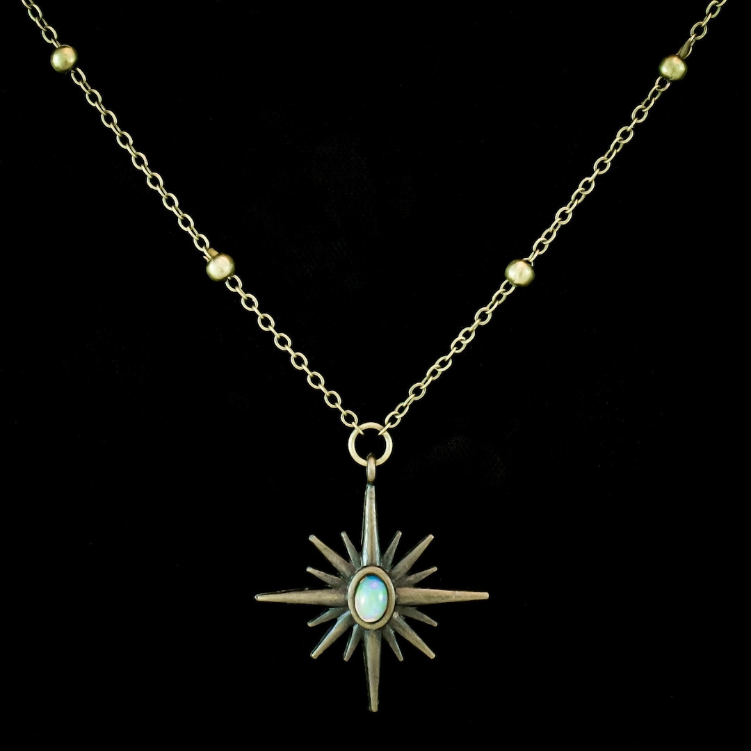 Antique Brass Art Deco Starburst Authentic Welo Fire Opal Charm ...