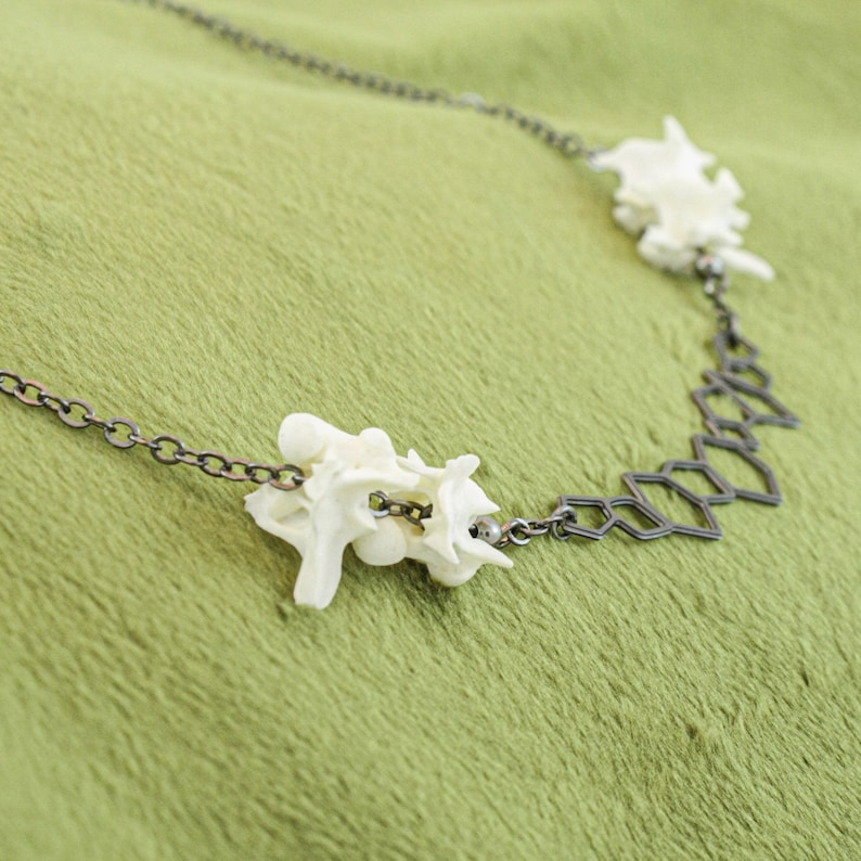 Snake Vertebrae Necklace Gunmetal Jewelry Crystal Charm Etsy