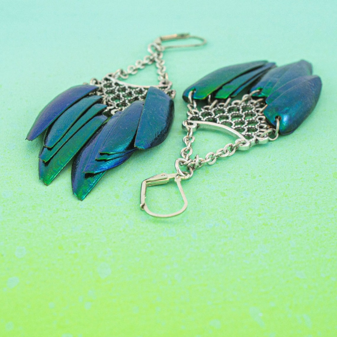Real beetle wing earrings elytra beetle wing jewelry wing | Etsy