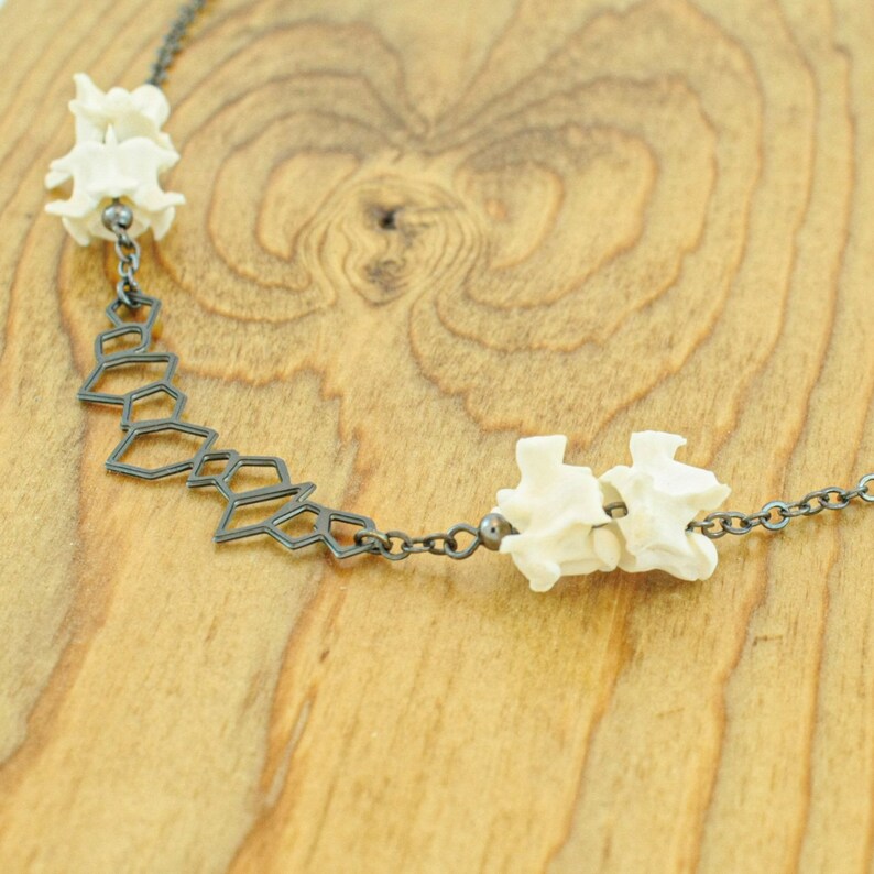 Snake Vertebrae Necklace Gunmetal Jewelry Crystal Charm Etsy