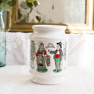 Pot en céramique ancien, decor provençal Les Olivettes