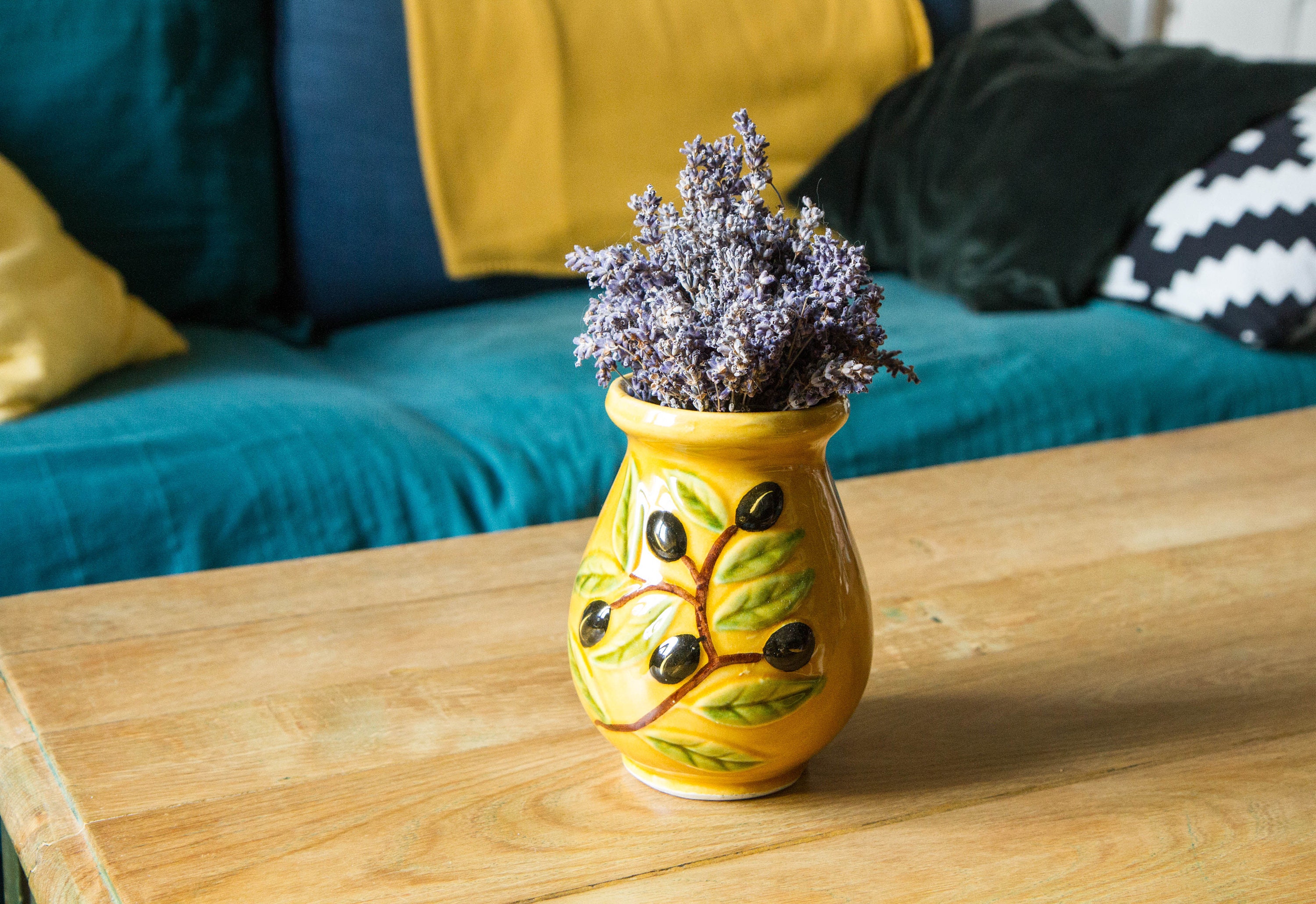 Vintage France Vase Provençal Olives Vallauris