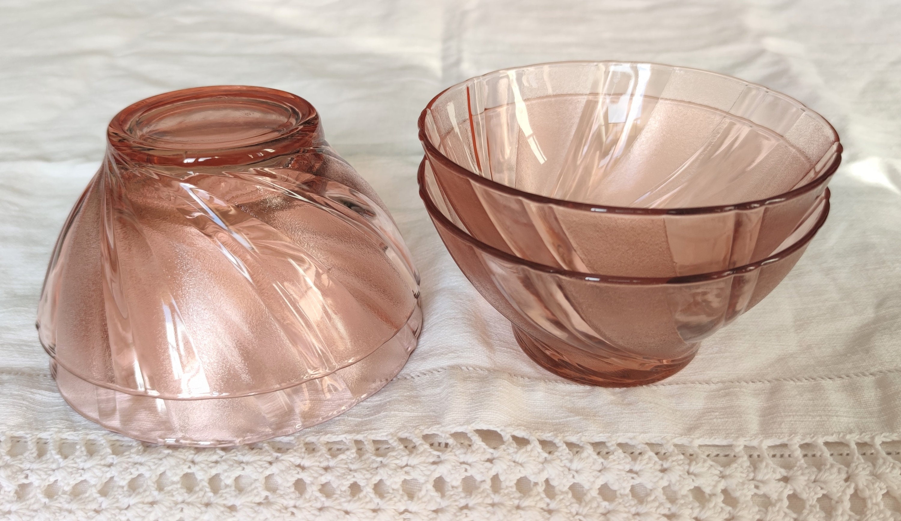 Bols Vintage Vereco France Verre Rose