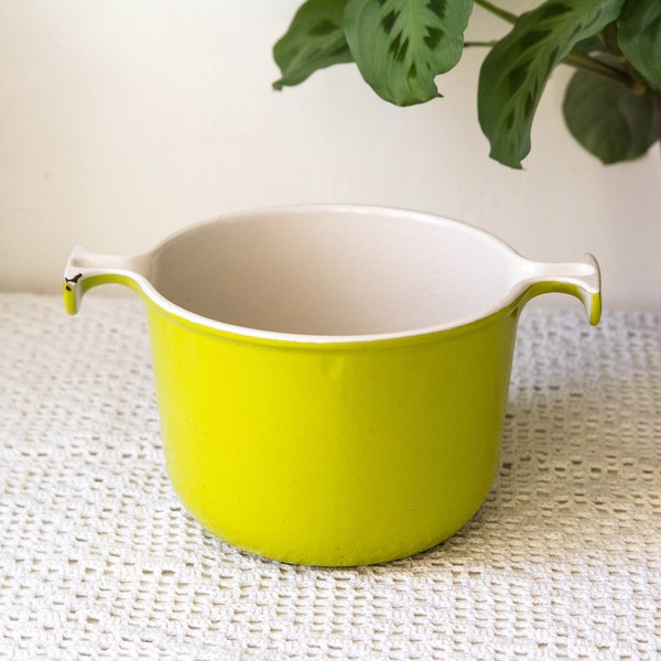 Le Creuset Enzo Mari vintage neon green cast iron fondue pot