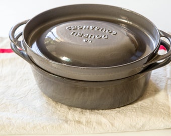 Cocotte Ronde - Le Creuset Cousances Doufeu N°24 Rouge - Fonte Blanche Émaillée - Made In France - très bon état - Arts de la table