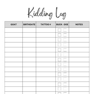 Kidding Log | Goat Records Farm Planner |