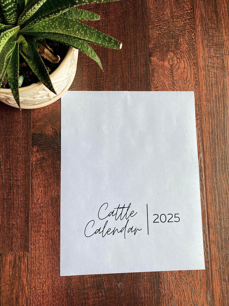 2025 Cattle Calendar Printable Planner Farm and Ranch Records Cattle