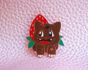 Chocolate Strawbasaur Enamel Pin