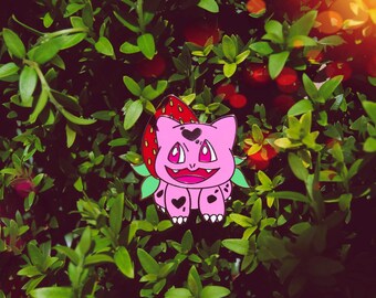 Pink Strawbasaur Enamel Pin