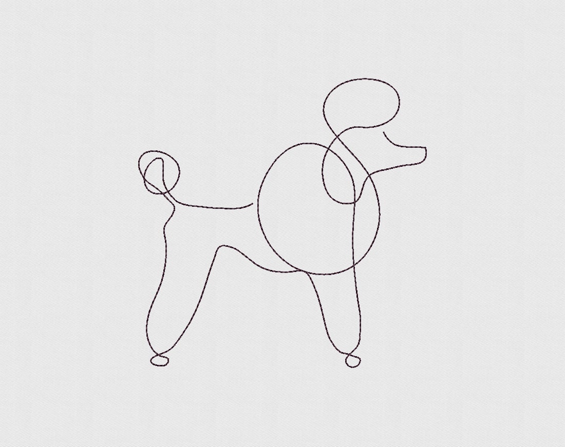 Poodle Doodle - Single Line Art Style - Machine Embroidery Design - 5 ...