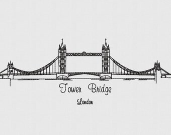 London - Tower Bridge - Travel - Machine Embroidery Designs - 2 Designs - 9 Formats - Instant download