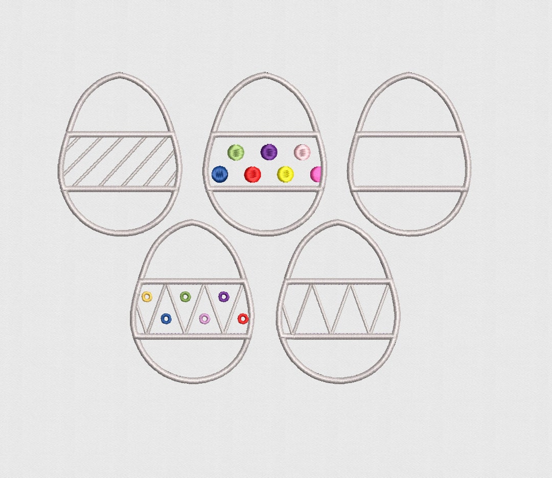 Easter Eggs Appliqué - Machine Embroidery Design - 5 Designs - 4 Sizes ...