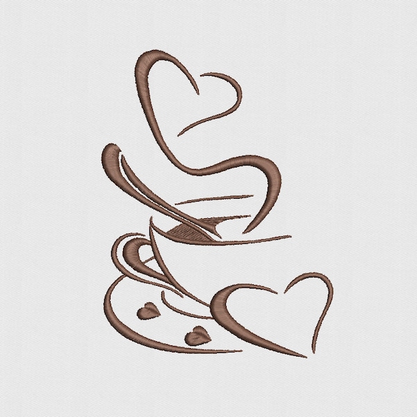 Coffee is Love - Machine Embroidery Design - 4 Sizes - 9 Formats - Instant download