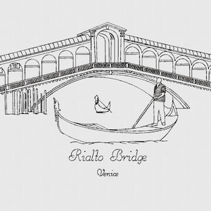 Venice - Grand Canal - Rialto Bridge - Travel - Machine Embroidery Designs - 2 Designs - 9 Formats - Instant download