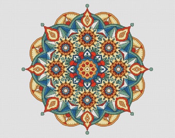 Mandala Cross Stitch Pattern - by Fiona Baker | Instant Download PDF