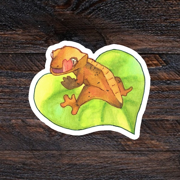 Crested Gecko Sticker 3" Matte Waterproof Vinyl | Big Laptop, Notebook Stickers