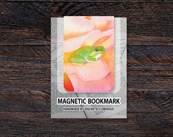 Rose Frog 2x3" Magnetic Matte Illustrated Fine Art Bookmark | Reading, Library, Bookworm