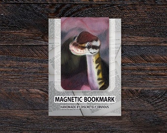 Ball Python 2x3" Magnetic Matte Illustrated Fine Art Bookmark | Reading, Library, Bookworm