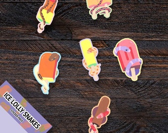 Ice Lolly Snake Sticker Pack | 2" Matte Waterproof Vinyl | Small Stationery, Notebook Stickers