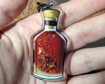 Rum Bottle Glitter Quicksand Liquid Shaker Keyring | Keychain, Charm, Accessories