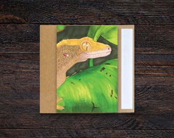 Crested Gecko 3.5x5" Blank Greeting Card | Birthday, Holiday, Celebration, Gift, Occasion