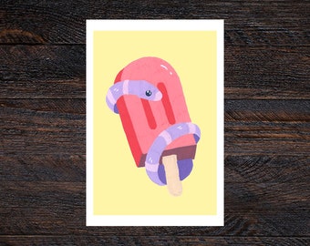 Corn Snake Ice Lolly Matte Illustrated Fine Art Print | Wall Decor | 4x6, 5x7 | Gift, Herpetology, Reptile, Pet