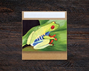 Red Eyed Laubfrosch 3,5 x 5" Grußkarte | Geburtstag, Urlaub, Feier, Geschenk, Anlass