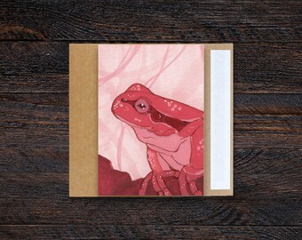 Roter Frosch 3.5x5" Blank Grußkarte | Geburtstag, Urlaub, Feier, Geschenk, Anlass