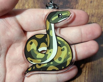 Curious Periscoping Ball Python Snake Morph Double Sided Acrylic Keyring | Keychain, Charm, Accessories