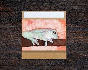 Napping Frog 3.5x5" Blank Greeting Card | Birthday, Holiday, Celebration, Gift, Occasion