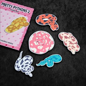 Pretty Pythons 2 Sticker Pack | 2" Matte Waterproof Vinyl | Small Stationery, Notebook Stickers