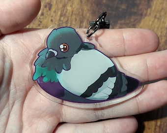 Rock Pigeon Dove Double Sided Acrylic Keyring | Keychain, Charm, Accessories