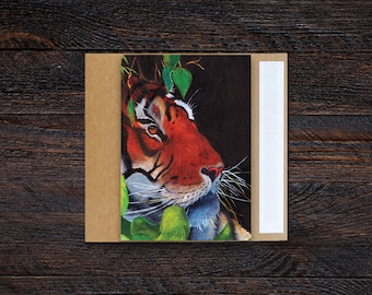 Tiger 3.5x5" Blank Grußkarte | Geburtstag, Urlaub, Feier, Geschenk, Anlass