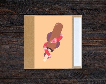 Ice Lolly Milk Snake 3.5x5" Blank Greeting Card | Birthday, Holiday, Celebration, Gift, Occasion