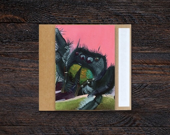 Jumping Spider 3.5x5" Blank Greeting Card | Birthday, Holiday, Celebration, Gift, Occasion