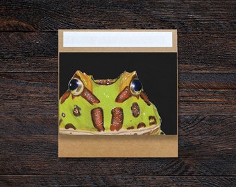 Pacman Frog 3.5x5" Blank Greeting Card | Birthday, Holiday, Celebration, Gift, Occasion