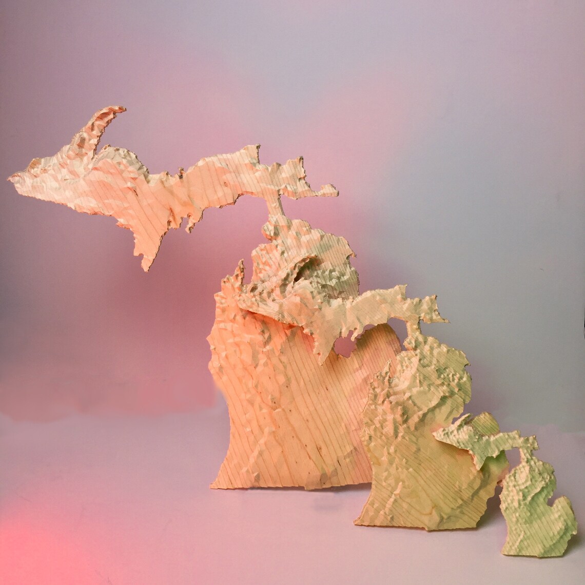 Wooden Topographical Map of Michigan Wall Art 3D Map - Etsy
