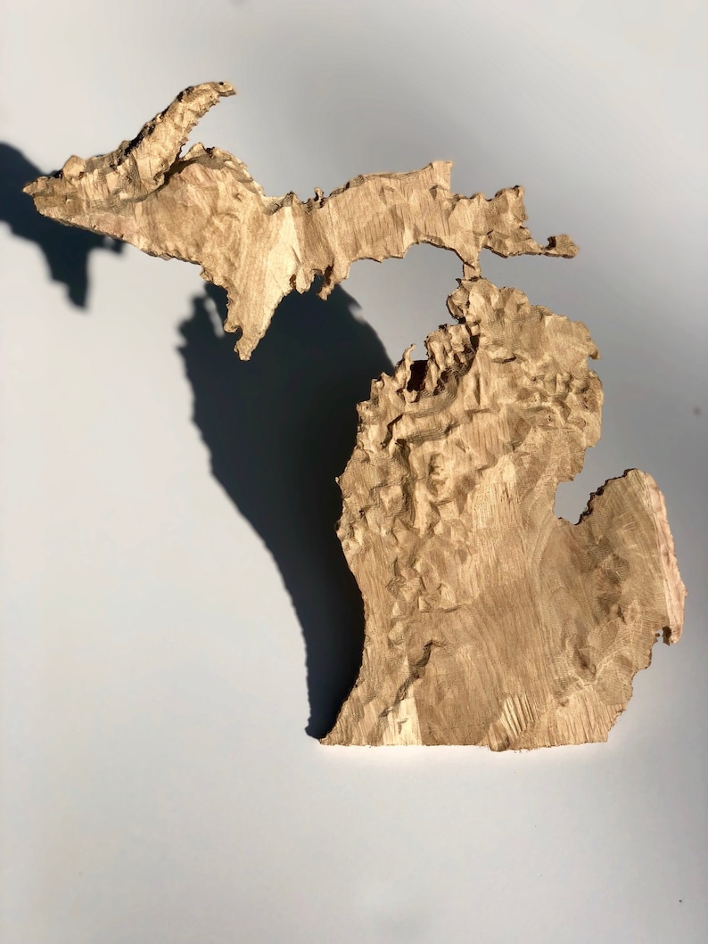 Wooden Topographical Map Of Michigan Wall Art 3D Map Etsy