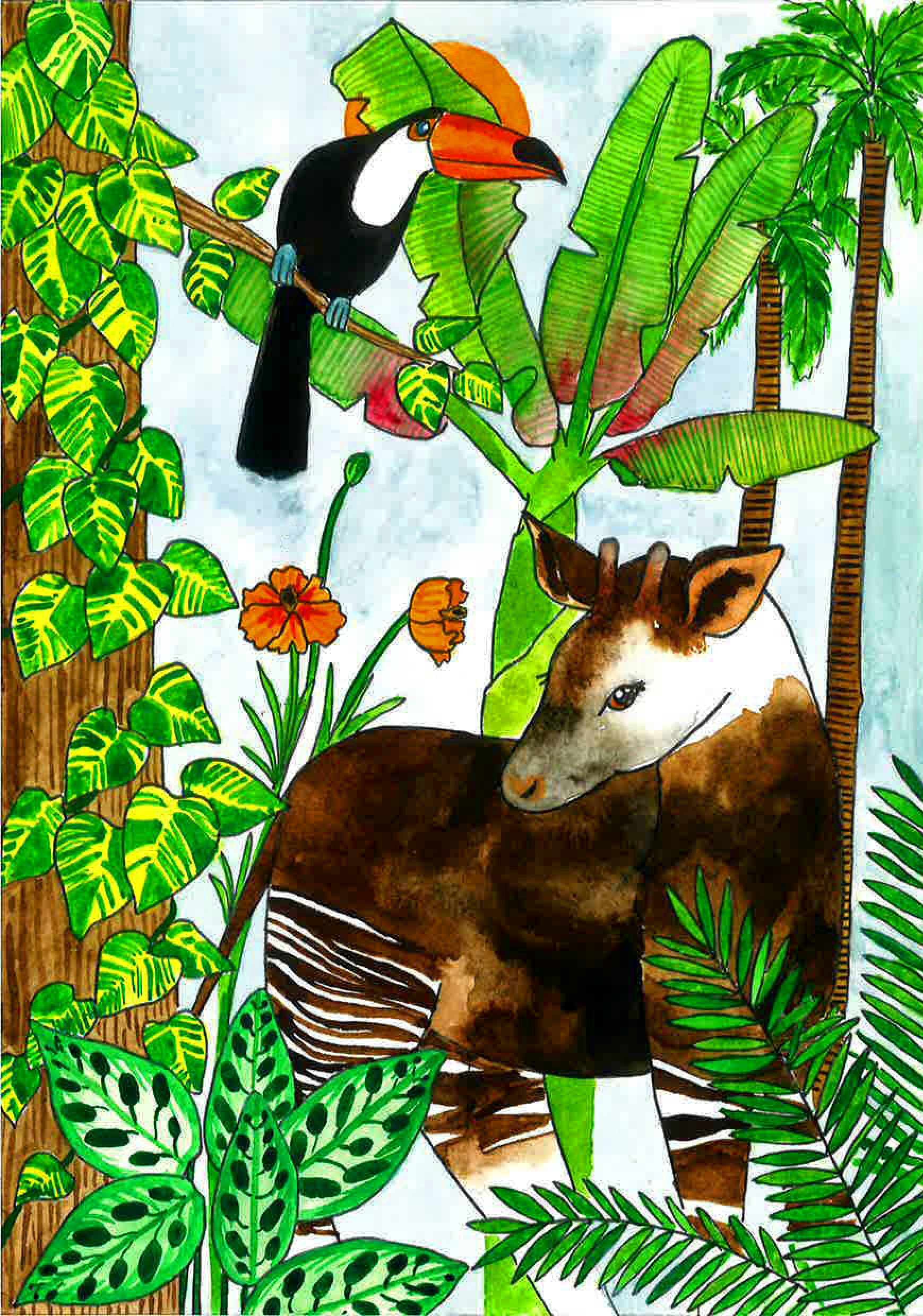 Okapi Karte Tukan Karte Blanko Karte Tropische Karte | Etsy Österreich
