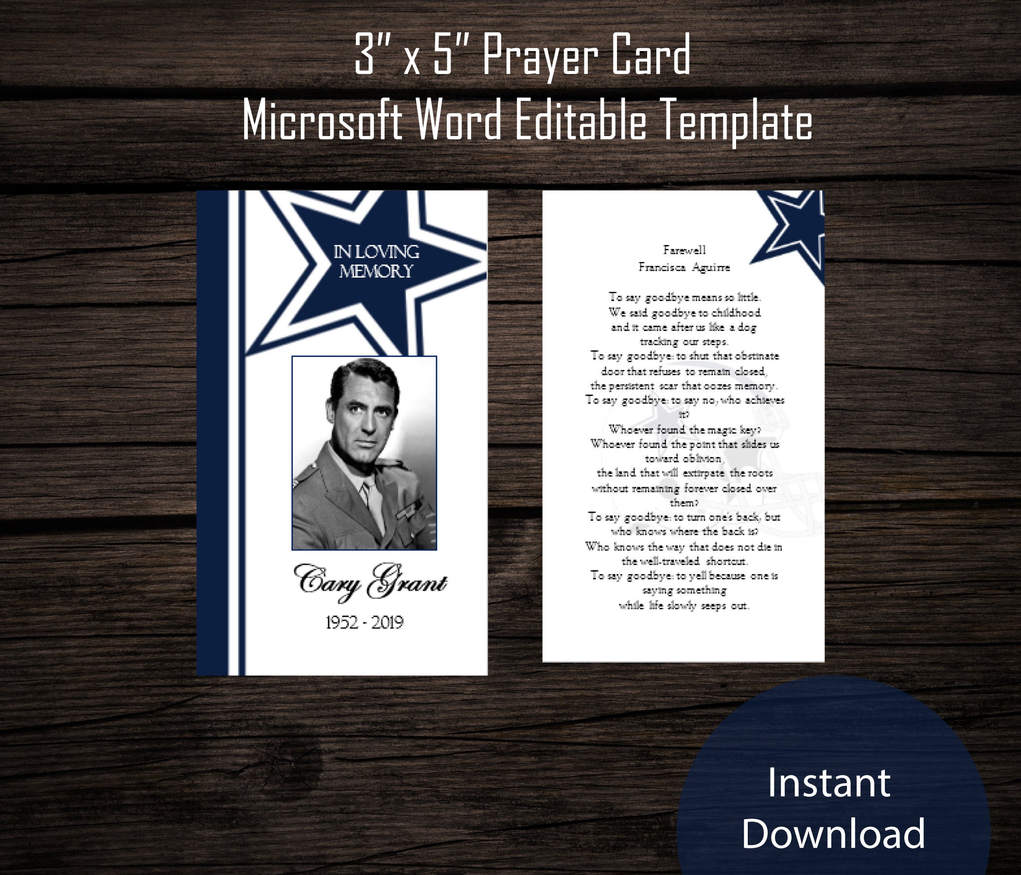 Dallas Cowboys Obituary Template