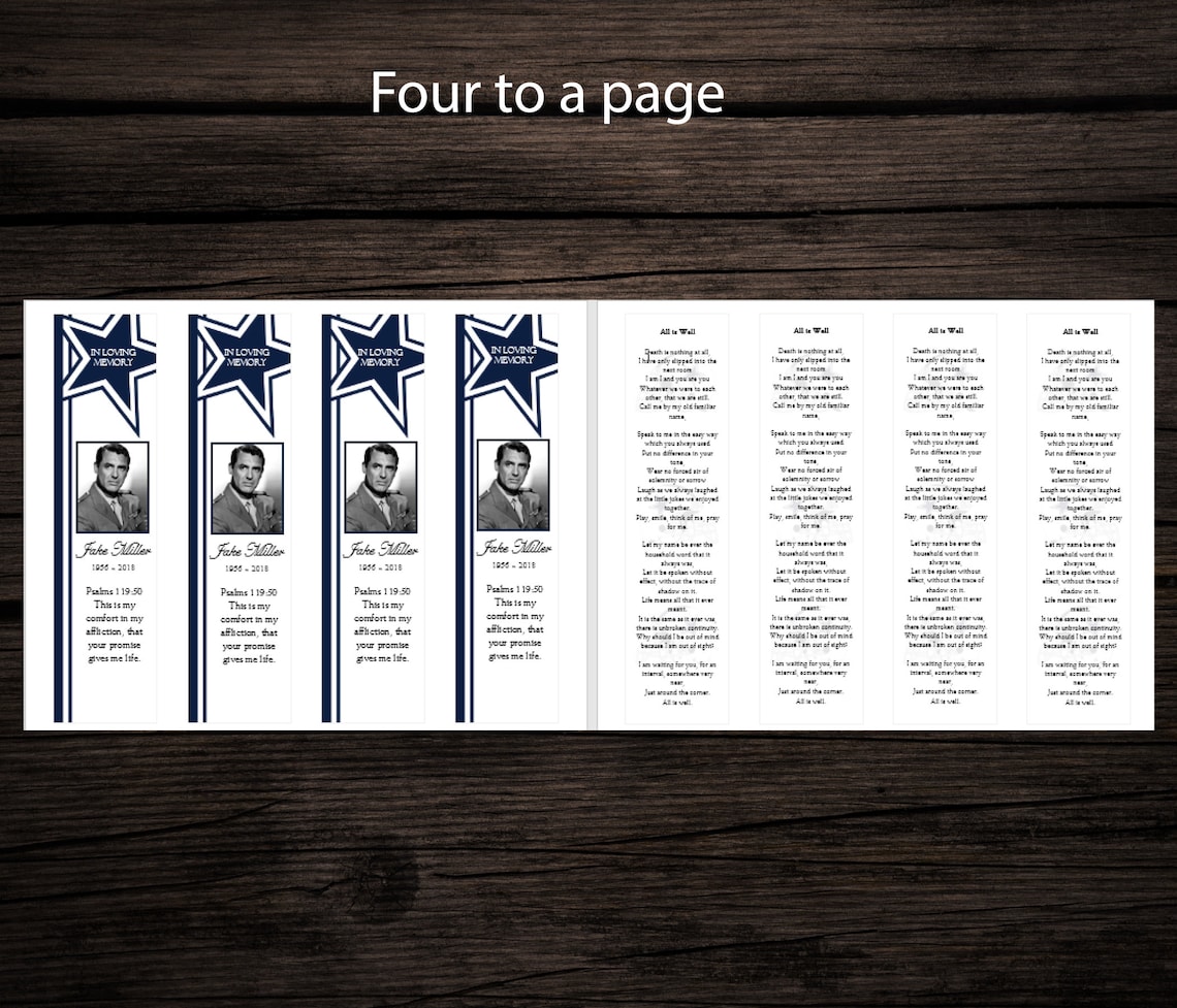 Funeral Bookmark Template Dallas Cowboys Memorial Bookmark Program Funeral Bookmark Template Dallas Cowboys Memorial Bookmark Program